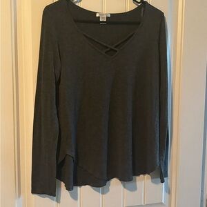 Bozzolo Gray Long Sleeve Crisscross Top